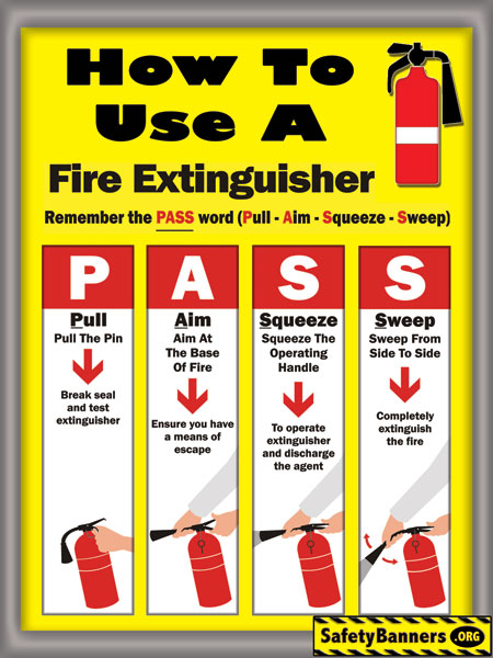 FREE PASS Fire Extinguisher Use Poster