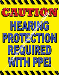 caution hearing protection required industrial safety banner