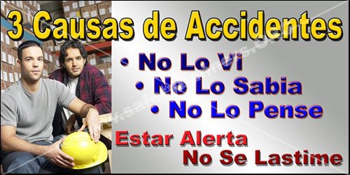 2011 Spanish 3 Causes of Accidents, Spanish Safety Banner, Bilingual Safety Banner