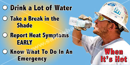 Heat stroke and heat stress safety banner - 1269