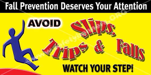 slips, trips and falls safety banners
