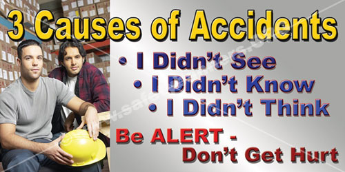 3 Causes of Accidents workplace safety banner item number 1025