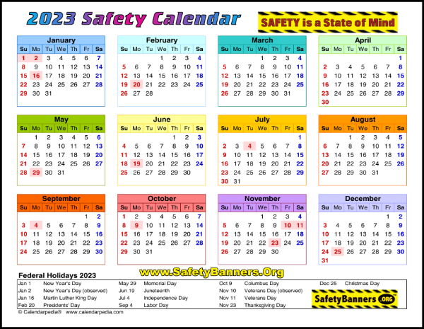 2019 Safety Calendar