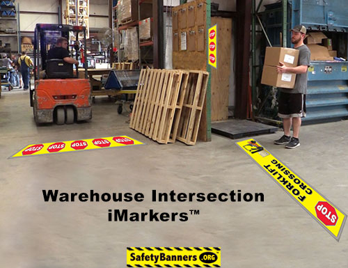 Warehouse Intersection Safety floor stickers