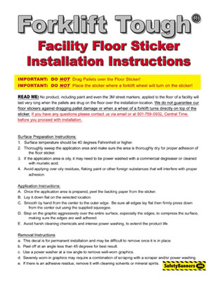 Forklift Tough Floor Sticker Instructions