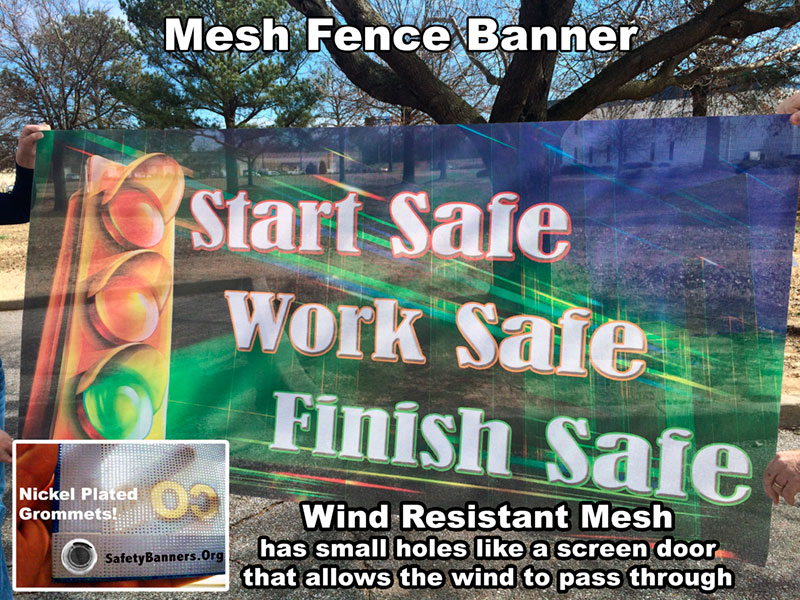 Mesh Fence Safety Banner for fence line