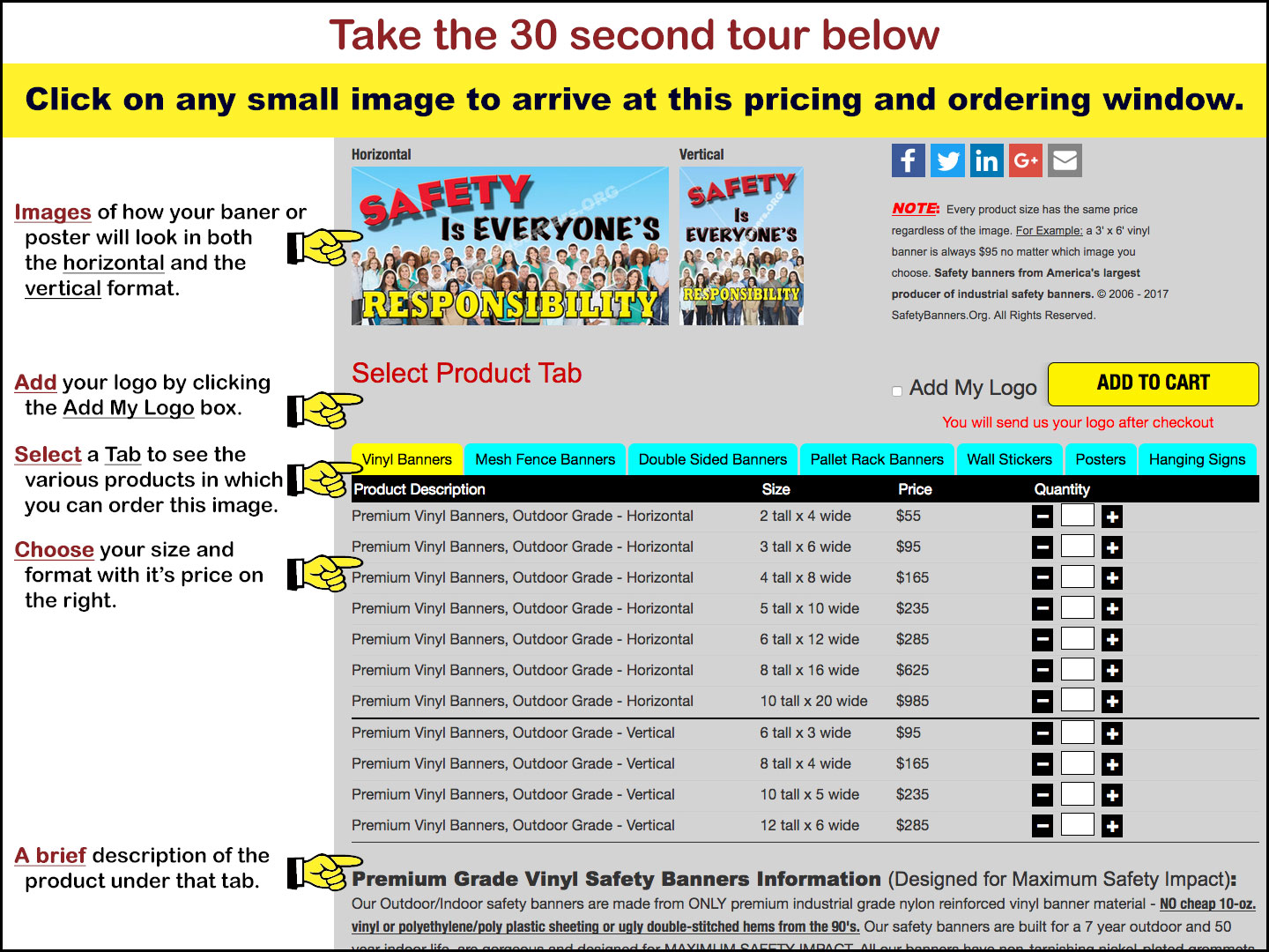 Safety Banners Order Page