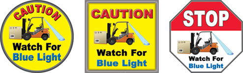 Three Blue Light Forklift Stidkers