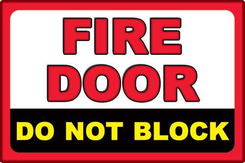 Fire Door Warning safety floor sticker item 7100