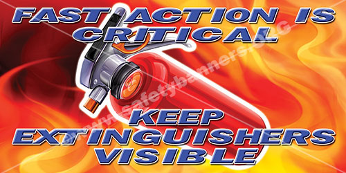 Safety Banners for fire safety and fire prevention for American industrial facilities 3 Fast Action fire safety banner item 1138