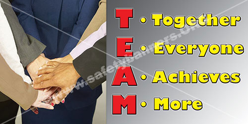 Safety banners promoting Attitude and Teamwork for American industrial facilities. 2 attitude teamwork safety banner 3009