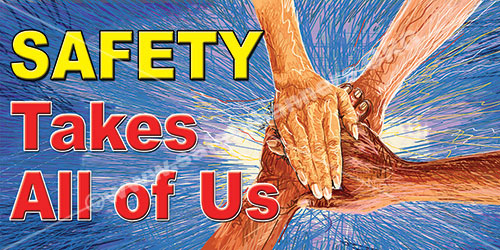 Safety banners promoting Attitude and Teamwork for American industrial facilities. 3 attitude teamwork safety banner 3015