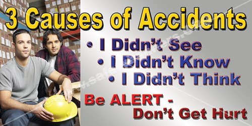 Causes of accidents safety banners and safety posters