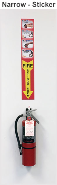 Fire Extinguisher Sign with PASS instructions 1 FES Narrow Sticker 600
